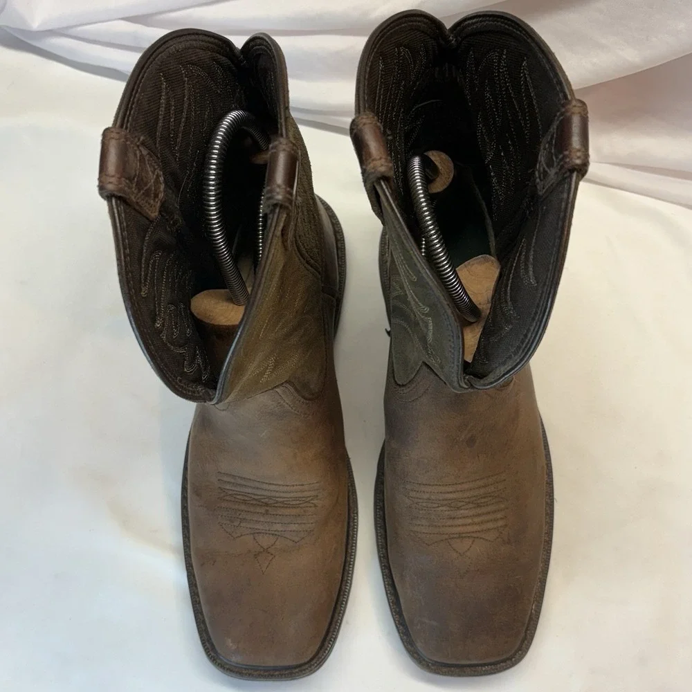 Ariat Boots Mens Size 11 D Groundbreaker Steel Toe Work Brown Leather Pull On